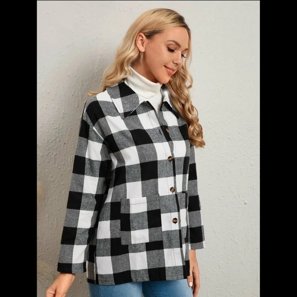 Plaid Button Down Jacket - Picture 2 of 6